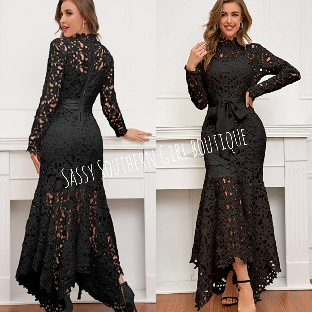 🆕⭐ Black crochet lace maxi dress